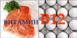 Витамин B 12 : мясо и яйцы 